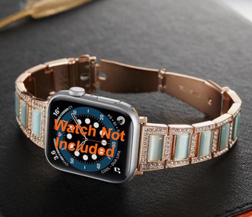 Image of Zitel Bling Rhinestone Metal Band Compatible with Apple Watch Straps for Women Girls Sparkling Shiny Wristbands