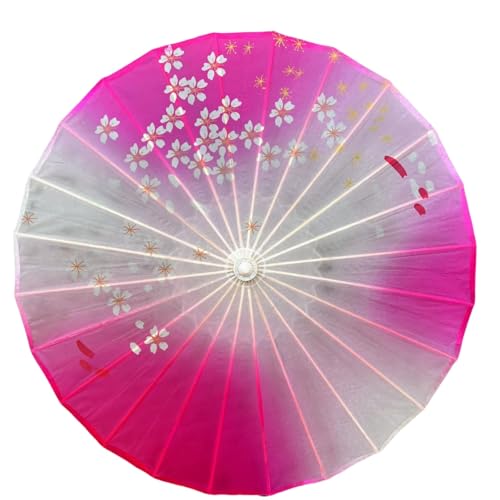 Hearda Parapluie Chinois en Papier, Parapluie Canne Ombrelle Chinoise Classique Ombrelle Papier Fait Main avec Poignée en Bois pour Décoration Fête Mariage Photo Prop...