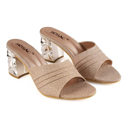 Image of MOSAC Women Casual /Party Block Heel Mules Heel Wedding Fashion Sandals for Women & Girls