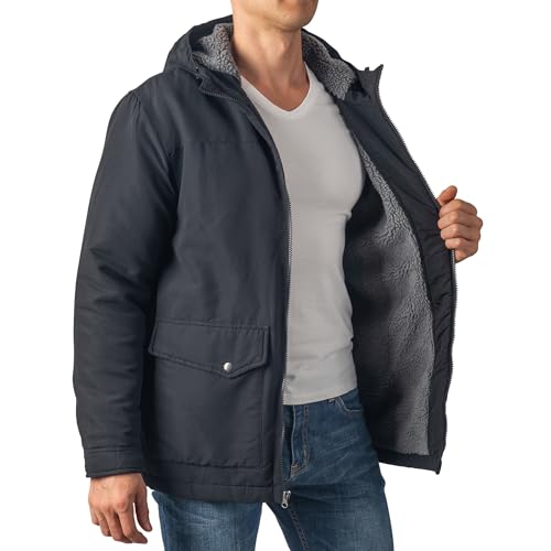 Alpine Swiss Shane Mens Sherpa Lined Parka Hooded Winter Coat Cargo Utility Jacket 5