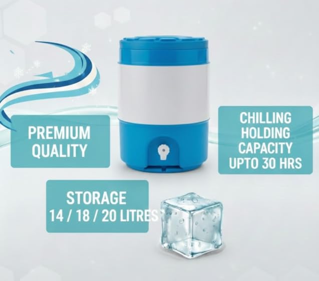 Image of Aqua Cool Water Jug | Long-Lasting Cooling up to 30 Hours | Heavy-Duty Insulated Water Container (Blue, 20 litres)