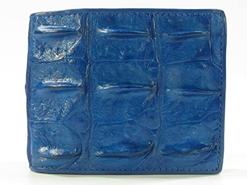 Image of Pelgio Genuine Crocodile Alligator Backbone Skin Leather Bifold Wallet ([B1] 6 Card Slots + 2 ID Windows + 2 Compartment for Bills, Ultramarine Blue)