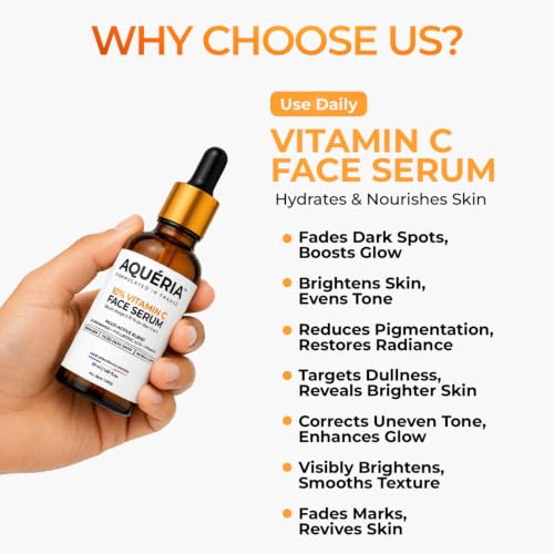 Image of Aqueria Vitamin C Brightening Skincare Combo | De-Tan Face Wash 200ml + 10% Vitamin C Face Serum 50ml + Super Light Brightening Face Moisturizer 100g | Niacinamide, Hyaluronic Acid | Glow, Hydration & Even Skin Tone | All Skin Types