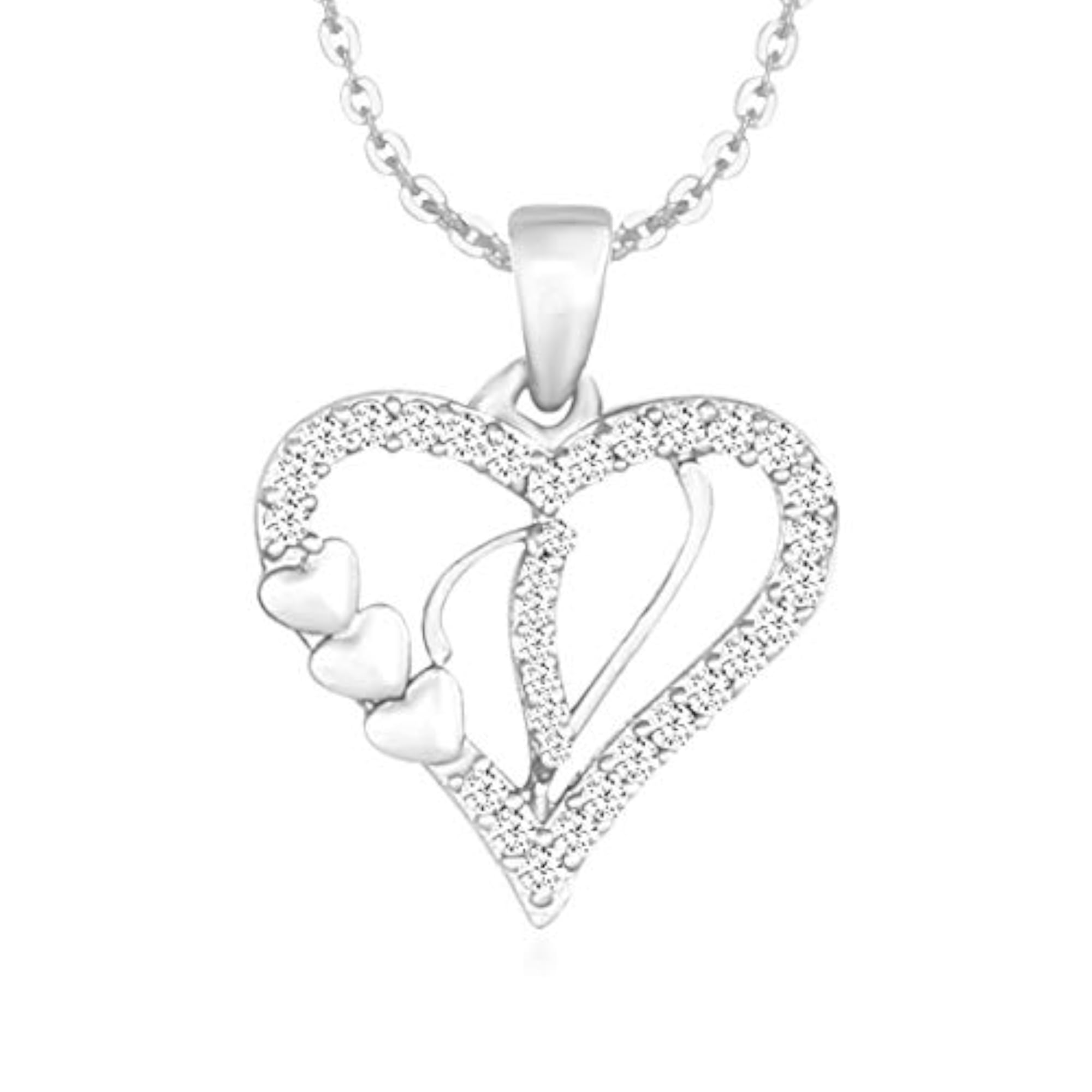 Valentine Collection V Letter Heart American Diamond Pendant