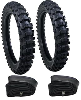 70/100-19" Front Tire and 90/100-16" Rear Tire with Tube Fit for 50cc-150cc Dirt Pit Bikes, Intermediate Terrain Motocross (US Stock)