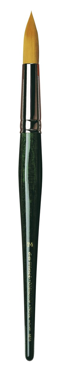 DA VINCI Watercolor Series 5570 CosmoTop Nova Paint Brush, Round Synthetic with Short Green Handle, Size 24 (5570-24)