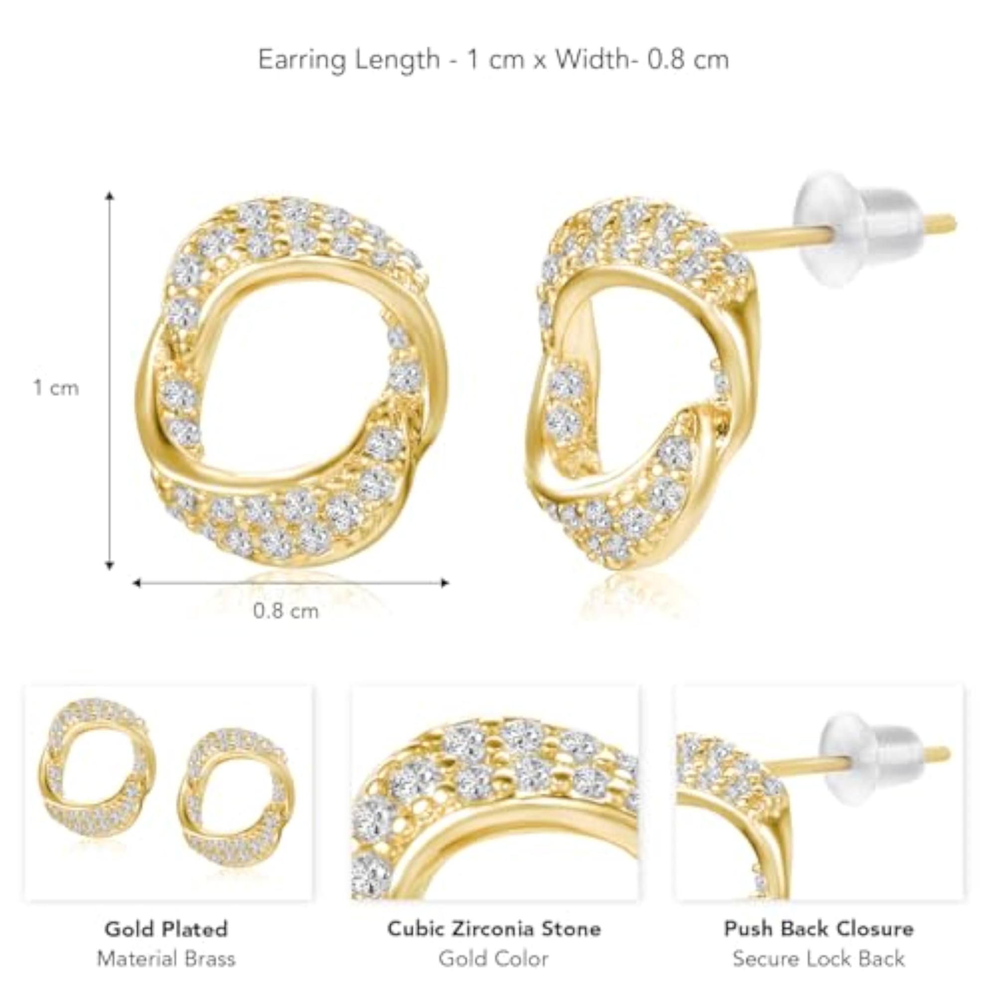 Cubic Zirconia Studded Fancy Stud Earrings for Women