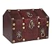 SICOHOME Large Treasure Chest 9.4“x6.9”x7“ Wooden Pirate Treasure Box with Hinged Lids, Rustic Vintage Decorative Keepsake and Jewelry Box, Trinket Storage Chest Box Christmas Ornament Storage