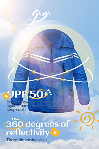 Image of CREATMO US Boys Girls Rain Coat Kids Reflective Cycling Jacket Waterproof Packable Children Windbreaker With Removable Hood