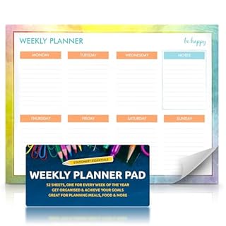 SOL Weekly Planner Pad for Scheduling & Time Management, 52 Sheets Tear-Off Design, 27x19cm Oraganises Schedules, Academic Planning, Personal Journal & Meal Plans, Ideal for Desk, Office and Home Use