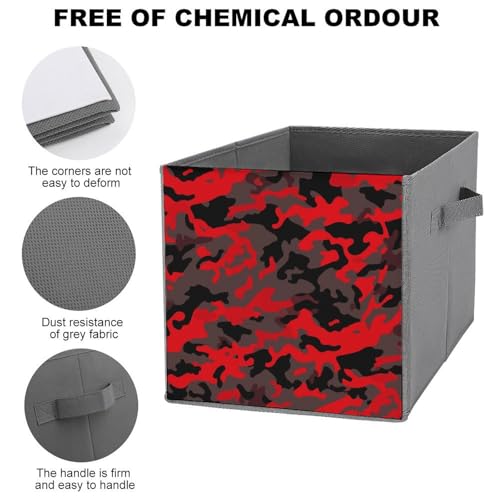 Boîte de rangement cube pliable rouge pour vêtement et drap de lit