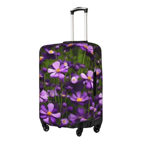 Housse de protection valise extensible XL blanche bagage fleurs violettes