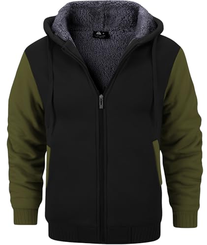 Image of GEEK LIGHTING Men's Fleece-Lined Zip Up Hoodie, Thick Hooded Jacket Winter Warm Athletic Sweatshirt