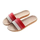 SAFIGLE Leichte Atmungsaktive Leinwand Hausschuhe Damen Weiche Indoor Pantoletten Sommer Slippers Rutschfestweich Mit Schallabsorption Für Zuhause Und Gäste