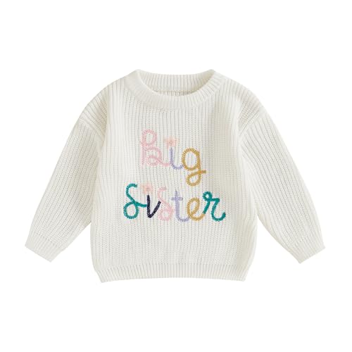 Baby Boys Girls Fall Winter Knit Sweater Long Sleeve Round Neck Embroidery Knitwears Toddler Birthday Sweatshirt