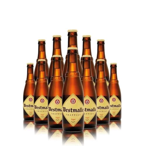 Westmalle Belgian Trappist Tripel Beer – 12 x 330ml Bottles | 9.5% ABV | Authentic Trappist Ale | Premium Belgian Strong Golden Beer Case