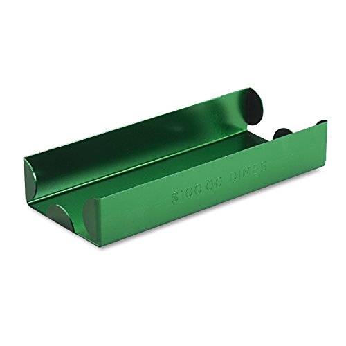 MMF Industries Aluminum Wrapped Coin Tray, Dimes, $100 Capacity, Green