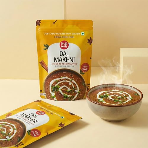 Image of DryM Foods Jain Dal Makhani 250g | Jain Food | Freeze-Dried Ready to Eat | Preservative-Free Authentic Indian Curry | Just Add Hot Water | Travel & Camping Food | Long Shelf Life