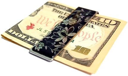 Antique Alive Mother of Pearl Slim Stainless Steel Metal Money Clip Holder Credit Business Card Wallet (Peony Black) - Image 3