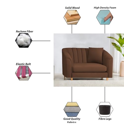 Image of Casaliving Doraldo 1 Seater Sofa Set for Living Room (Brown Colour) Premium Fabric Sofa