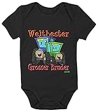 HARIZ Baby Body Kurzarm Weltbester Grosser Bruder Trecker Geburtstag Bruder Baby Plus Geschenkkarten Pinguin Schwarz 12-18 Monate