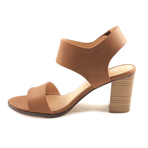 Soda Topshoeave Wait Womens Open Toe Chunky Heel Ankle Strap Shoes Block High Heel Dress Sandals, 8.5, Congnac #TOP1