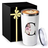 20 Oz Initial Insulated Coffee Cup with Lid Car Tumbler Travel Mug Girlfriend Gf Future Mrs Her Women Boyfriend 1 Year Anniversary Cute Romantic Christmas Xmas First Valentines I Love You More Gifts