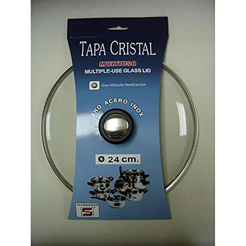 Tapa Bat Cocina 24Cm Valv.ventil. Aro Inox-Cristal Tecnhogar