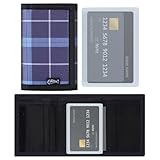 FORYEE Men’s Nylon Trifold Wallet with 6 Page Wallet Insert, Ultra Thin and Security Wallet with ID Window for Card Cash Holder, Modern Fashion Purse Gifts for Teen Boys Men Women -Block DarkBlue