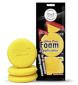 Wavex Ultrafine Foam Sponge Applicator for Car Wax, Dashboard Dressing and Many More (Pack of 3 Yellow)