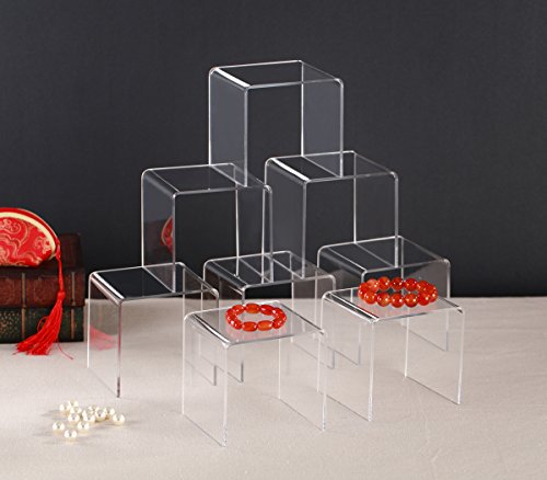 Jusalpha® Clear Acrylic Riser Stand Lot Of 8 (4X4X4 Inches) #TOP3