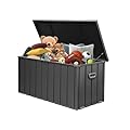 Domi 100-Gallon Outdoor Storage Box – Waterproof, Lockable Storage Cabinet for Patio Furniture, Garden Tools & Pool Supplies – Large Metal Storage for Cushions, Toys & More