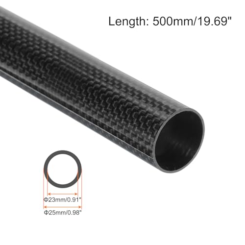 QUARKZMAN 2 Stück Kohlefaserrohre 23 x 25 x 500mm glänzende Oberfläche Stange 3K gewickelte Kohlefaser Rundrohre für RC Flugzeug Quadcopter Multicopter
