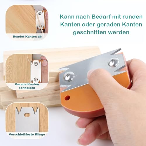 KEWAYO Furnierkantenschneider,Einhandhobel für Holzbearbeitung,Manueller Kantenanleimschneider mit 1 Ersatzklinge Rutschfest Handhobel für Holz PVC ABS Kantenschneider Umleimer (Orangerot)
