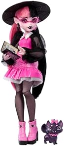 Monster High Draculaura Doll with Pet Bat-Cat Count Fabulous and Accessories like Backpack, Spell Book, Bento Box and More