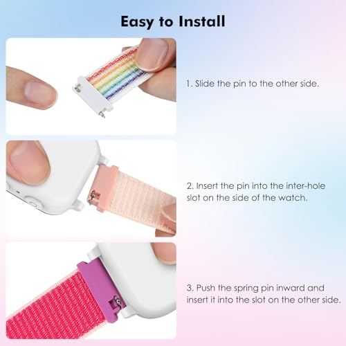 Paquete de 3 correas de nylon para reloj infantil 20 mm miniatura 5