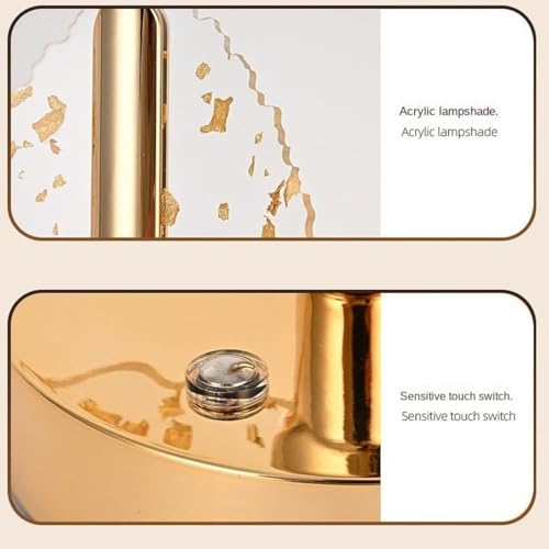 Image of One94Store 3D Leaves Gold LED Night Lamp with Gold Base, Touch Control Cordless Decorative Table Light - 3 Color Modes, Modern Bedside Lamp for Bedroom, Living Room & Home Decor (Plastic Body)