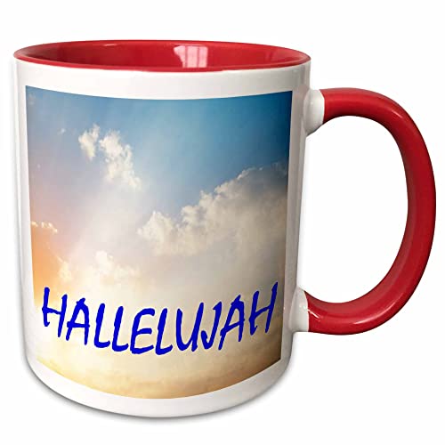 3dRose Hallelujah, on a sky background 11oz Two-Tone Red Mug