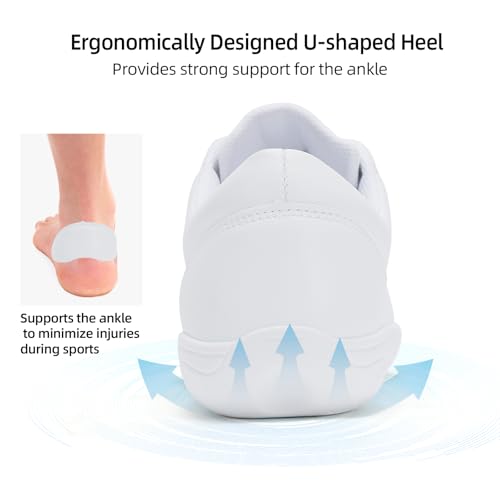 image for OLORA Girls Cheer Shoes White Cheerleading Dance Sneakers Breathable L