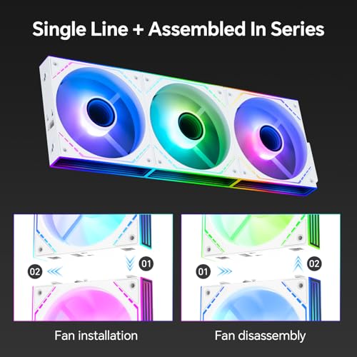Image of Thermalright TL-M12QW-S X3 120mm ARGB Case Fans, 2000RPM, 68.9CFM, 3-Pack | Daisy Chain Wiring, ARGB Fan Blades, Infinity Mirror Lighting