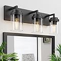 Espird Bathroom Vanity Light, 3 Light Matte Black Vanity Light with Clear Glass Shade, 22in Farmhouse Vanity Light, Bathroom Lighting Fixtures Over Mirror for Bathroom/Living Room