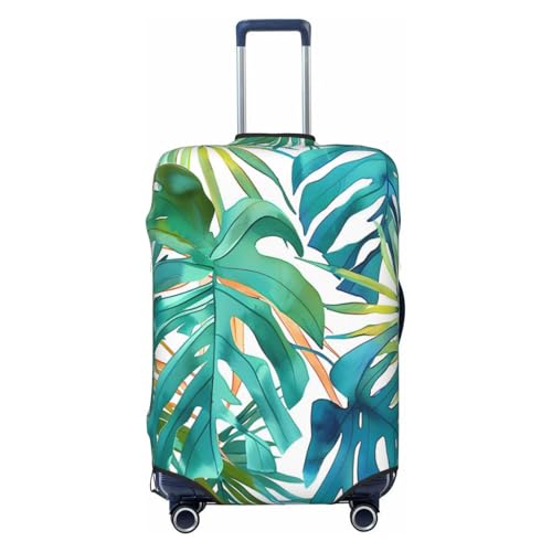 Teal Green Tropical Palm Leaves Travel Luggage Cover Elastic Suitcase Covers Washable Anti Scratch Luggage Dust Covers Protector, Fits 22-24 inch Luggage, M