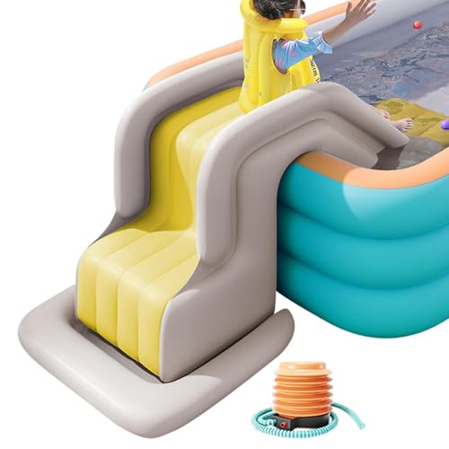Toboggan gonflable aquatique sécurisé pour éviter le basculement lors des jeux de piscine