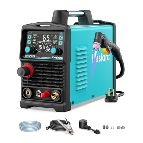 bestarc Plasma Cutter, [Pilot Arc] [Large LED Display] [Air Sensor] 65A bestarc Plasma Cutter Machine 110/220V Dual Voltage, 5/8 Inch Clean Cut 1 Inch Max Cut, Post Flow 2T/4T for Beginners DIY