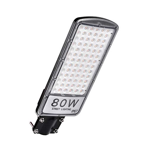 Preisvergleich Produktbild Ankishi,LED Straßenlaterne, 80W Straßenlampe Straßenleuchte 8000LM Aussenleuchte Mastleuchte Lampe Hofbeleuchtung IP67 Warmes Weiß 3000K Wegeleuchten Sicherheits Wand Licht