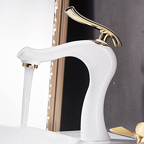 Mitigeur d'évier blanc et robinet de lavabo de salle de bain contemporain