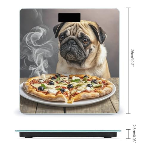 Báscula Digital de Baño Pug Pizza con Pantalla Grande miniatura 2