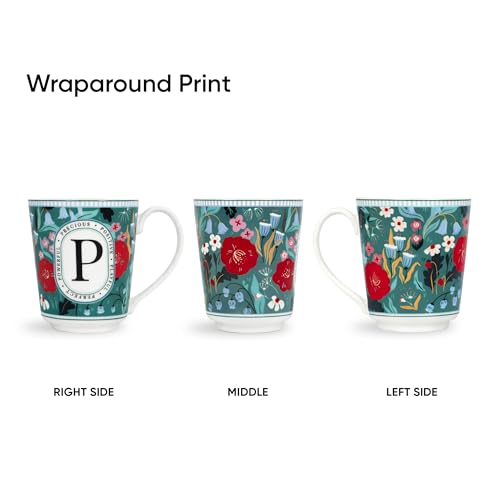 Image of Shay Alphabet Mug, 1 Pc, P, 300ml | Ceramic Mug |Glossy Finish | Ceramic Coffee Cup | Porcelain | Microwave Safe (Alphabet Mug - P)