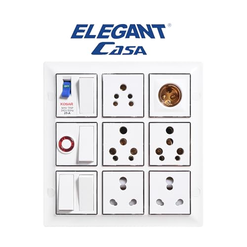 Image of Elegant Casa 16 Amp Electric Extension Board Heavy Duty Multi Sockets, Switches with Mcb High Power Extension Box (2500w) Power Strip with 3m Extension Cord Wire 3 Core 16 Amp Plugtop