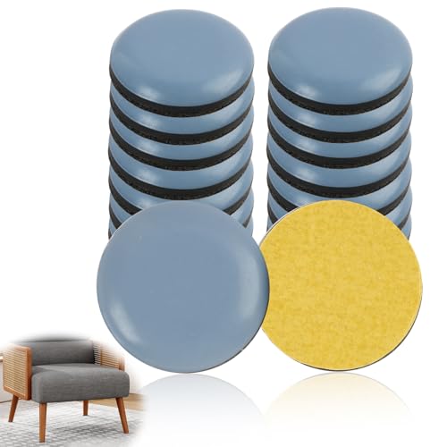 20PCS Furniture Sliders and Gliders, Self-Adhesive, Round Chair Leg Sliders Floor Protector Pads for Moving Sofas Tables Chairs Cabinets Carpet Gliders Easy Furniture Movers for Hard Floors